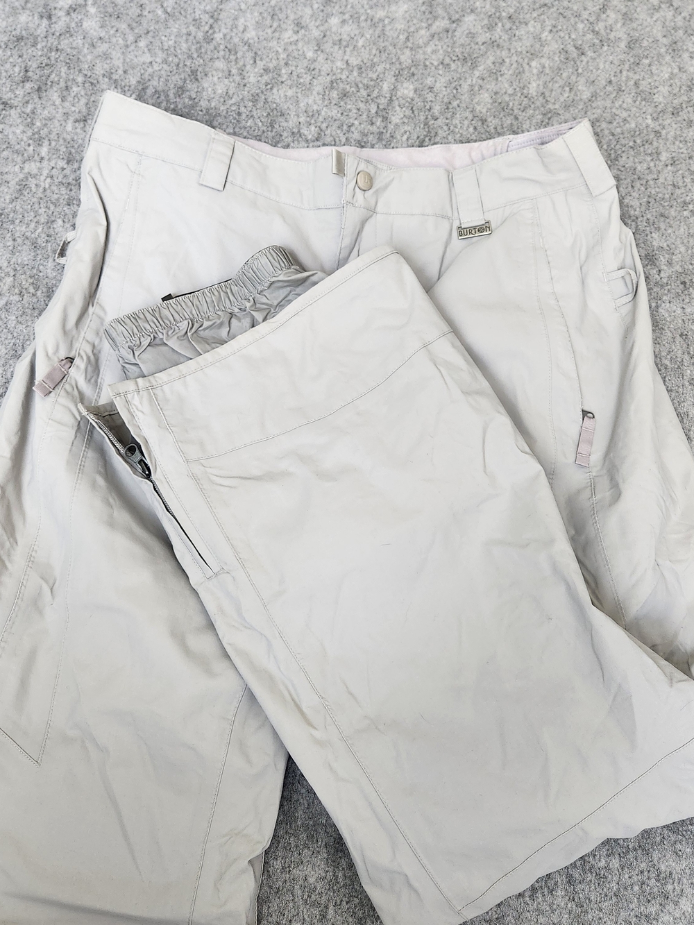 Vintage Burton Ski Pants Women's L Gray Gorpcore Adjustable Waist Snowboard Y2K